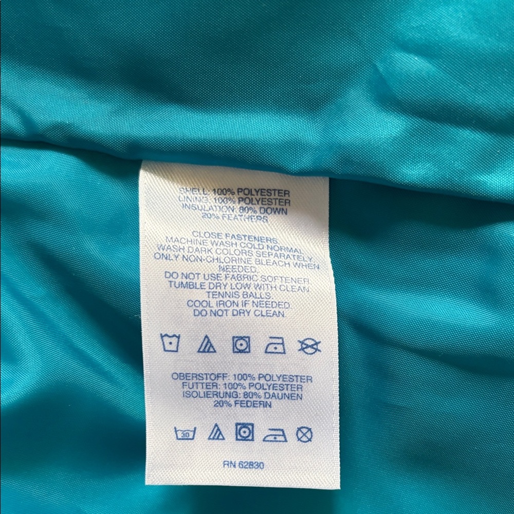 Lands End Light Weight Turquoise Puffer Jacket - Size LP 14-16 - Picture 8 of 8